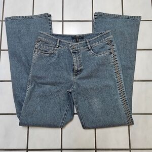 Early 00’s Elie Tahari for Bergdorf Goodmen Denim Jeans with Suede Side Detail